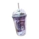 thumbnail image 3 of Taza De Agua Creativa, Vaso Para Batidos, Taza Para Bebidas Frías Con Tapa Y Pajita, Color Morado, 17,6 Cm X 10,2 Cm, 3 of 3