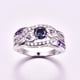 thumbnail image 3 of Gogeous Silver Plated 5x5mm Creado Azul and Rosa Topaz Cubic Zirconia Filled Hearte Twisted Ring Band para mujeres Ladies Girls, 7, Metal, Cubic Zirconia, 3 of 5