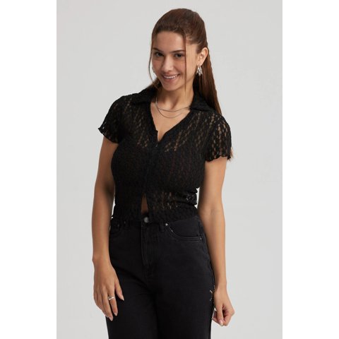 Fashionspark - Polera Mujer Cierre Delantero Negro - Ll