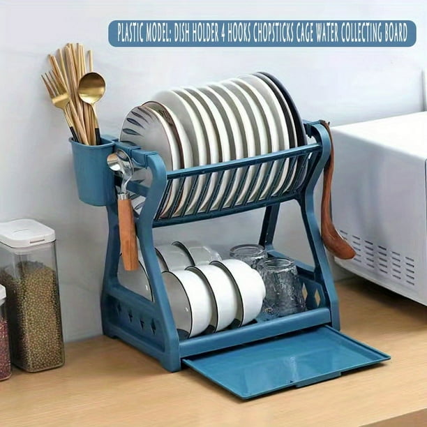 1pc Double Layer New Drain Bowl Rack, Dishes Rack, Multi-layer Kitchen Shelf, Table Top Shelf For Bowl And Plate Draining, Kitchen Accessories
