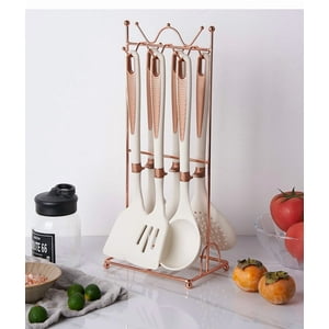 Mp - Set Utensilios De Cocina 7 Piezas Con Soporte Beige
