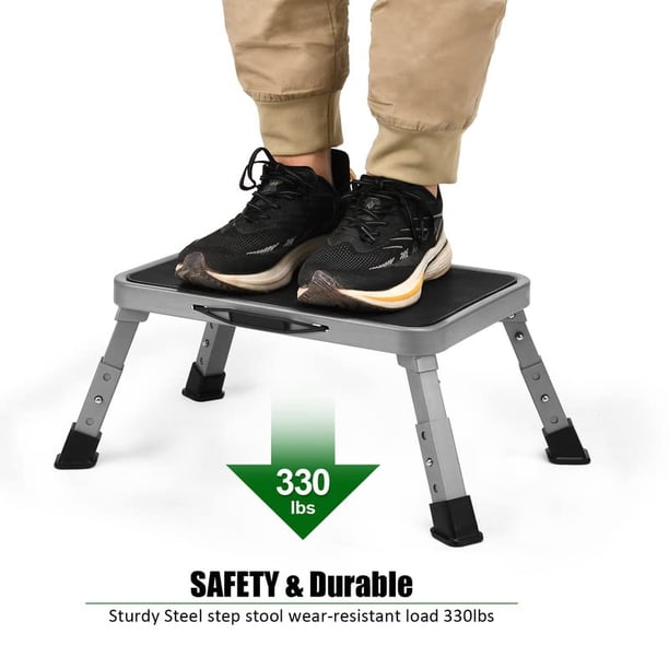 Taburete Plegable Ajustable 330 Lb | Plataforma Antideslizante Multiusos | Portátil Para Cocina Y Baño