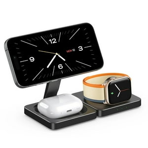 Genérico - 3-En-1 Estación De Carga Inalámbrica Base Cargador De Teléfono Móvil Reloj Cargador De Alta Velocidad Para Smartwatch-Negro