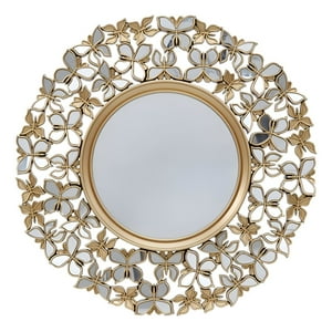 Genérico - Espejo Decorativo Marco Dorado Mariposas Redondo 60Cm Jhn