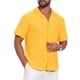 thumbnail image 5 of INSPIRE CHIC Camisa de Hombre con Cuello de Campamento, Botones Abajo, Manga Corta, Tejido Texturizado Hueco, Talla L, Amarillo, 5 of 6