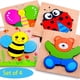 thumbnail image 1 of Wooden Animal Puzzles For Toddlers, Educational Toys Gift, Bright Vibrant Color Shapes Ladybug, Car, Bee, Teddy Bear, Butterfly, Turtle Toys, Toddler Toys, 1 of 2