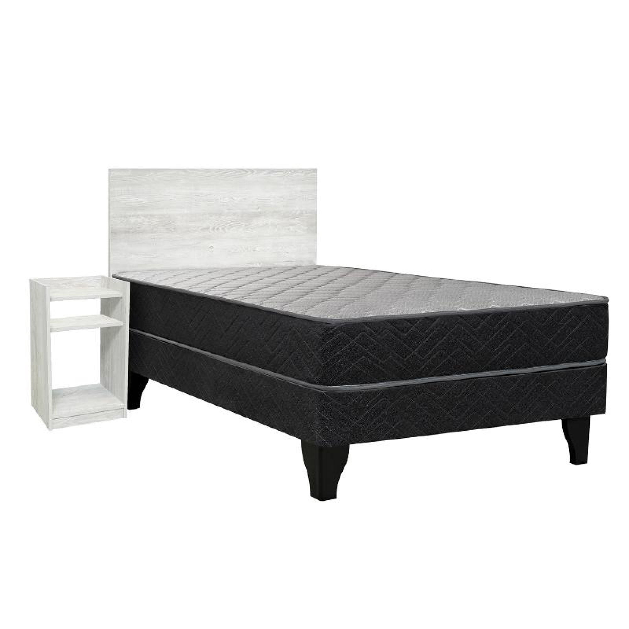 Cama Europea Apolo Black 1 Plaza Base Normal