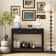 thumbnail image 1 of Console Table with Drawers, Narrow Wood Accent Sofa Table Entryway Table with Storage Shelf for Entryway, Front Hall, Hallway, Living Room, Black, 1 of 3