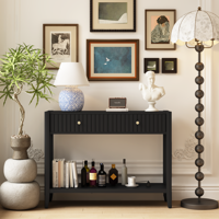 M&Ms - Console Table With Drawers, Narrow Wood Accent Sofa Table Entryway Table With Storage Shelf For Entryway, Front Hall, Hallway, Living Room, Black