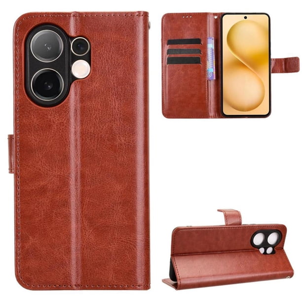 Funda tipo libro para vivo V60 5G, cartera todo‑en‑uno, funda multifuncional con tarjetero y correa de muñeca desmontable