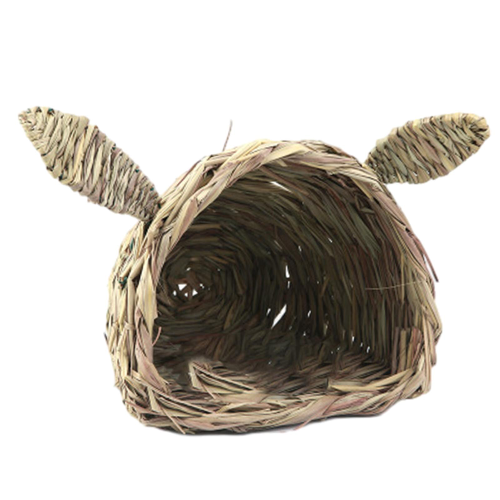 Magideal - Nido De Paja Para Conejos, Cabaña De Juguete, Cómoda Cama De Heno Tejida Con Paja, Cabaña Cálida Para Conejos, Pequeños Animales, Hurones Y Hámsteres.