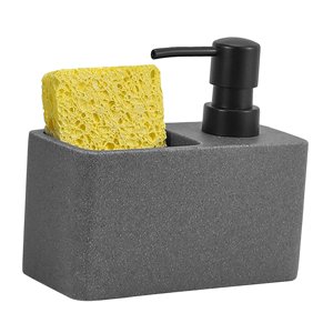 Magideal - Dispensador De Jabón Líquido Moderno Y Soporte De Esponja Con Caja De Almacenamiento Práctico Dispensador De Jabón Para Fregadero De Cocina Multiusos , Gris