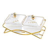 Bothyi - Plato De Exhibición De Comida Con Compartimento Para Aperitivos, Plato Con Tapa Para Frutos Secos De Fiesta, Hogar, Transparente