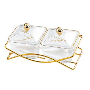 Bothyi - Plato De Exhibición De Comida Con Compartimento Para Aperitivos, Plato Con Tapa Para Frutos Secos De Fiesta, Hogar, Transparente