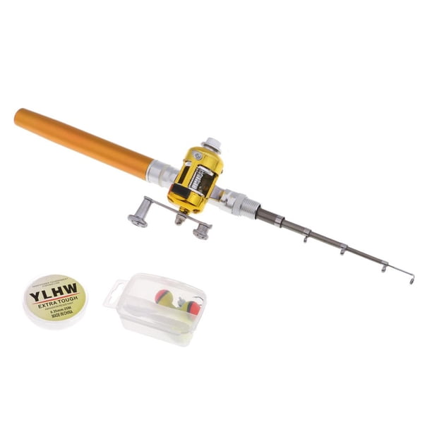 Mini Bolígrafo Telescópico Para Peces, Caña De Pescar Y Carrete, Accesorios Combinados, Dorado