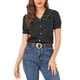 thumbnail image 1 of INSPIRE CHIC Blusa Vintage de Mujer para Regreso a Clases con Lunares, Cuello Peter Pan, Mangas Cortas Abullonadas, Camisa Top Negro XL, 1 of 8