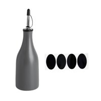 Magideal - Botella De Aceite De Cocina, Dispensador De Aceite De Oliva, Botella De Cerámica De Aspecto Elegante Con Tapa, Lata De Vinagre, Botella Dispensadora Gris