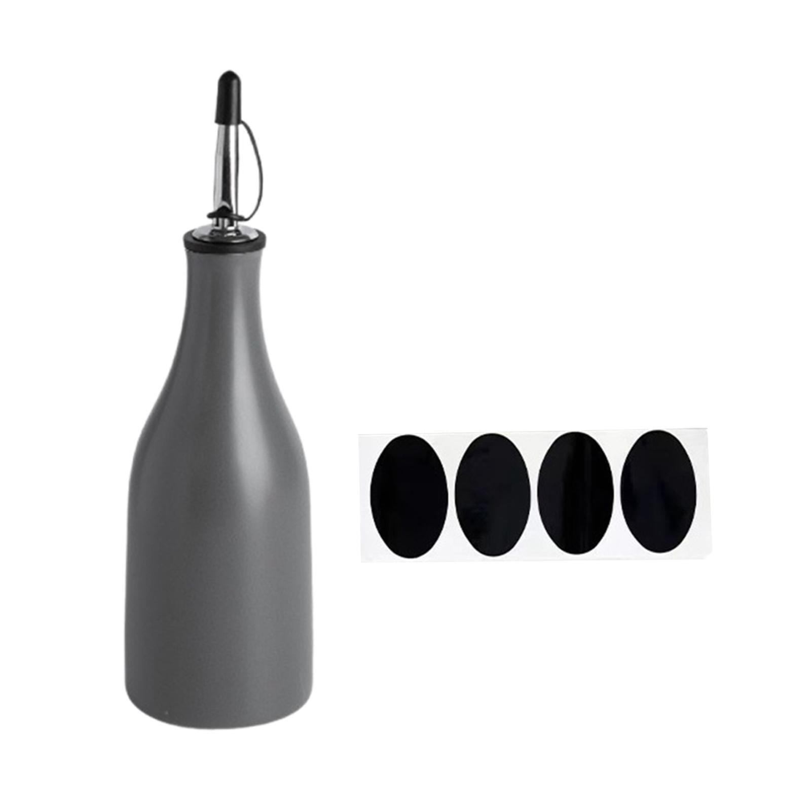 Magideal - Botella De Aceite De Cocina, Dispensador De Aceite De Oliva, Botella De Cerámica De Aspecto Elegante Con Tapa, Lata De Vinagre, Botella Dispensadora Gris