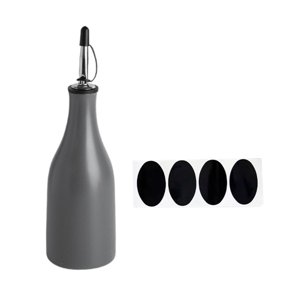 Magideal - Botella De Aceite De Cocina, Dispensador De Aceite De Oliva, Botella De Cerámica De Aspecto Elegante Con Tapa, Lata De Vinagre, Botella Dispensadora Gris