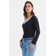 thumbnail image 2 of Polera Mujer Ajustado Cuello V Negro, 2 of 4