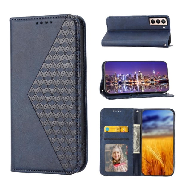 Funda Flip FOXDOCK para Samsung Galaxy S22 Plus , Estilo Billetera con Diseño Rombo, Correa de Mano y Soporte, Uso Diario