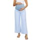 thumbnail image 1 of INSPIRE CHIC Pantalones de Maternidad para Mujeres Pierna Ancha Cintura Elástica Estampado a Rayas Sobre el Vientre Pantalones Casuales de Descanso para Embarazo L Raya Azul, 1 of 6
