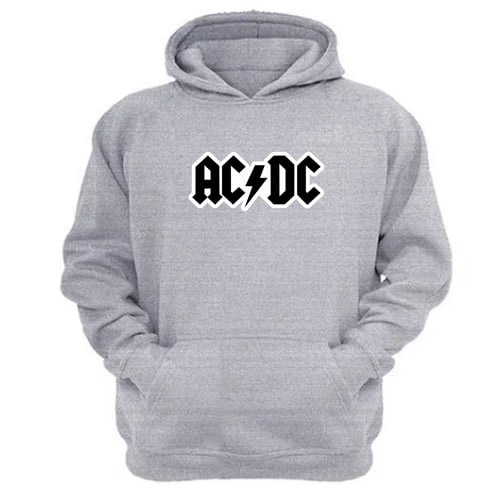 Polerón Canguro Acdc Gris Claro Talla Xl Unisex