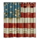 thumbnail image 1 of Cortina de ducha con fondo de madera y bandera estadounidense, juego de cortinas de baño con ganchos, tamaño 66 x 72 pulgadas, 1 of 3