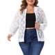 thumbnail image 1 of Agnes Orinda Chaqueta de Colegio Escolar para Mujer Tallas Grandes con Encaje Floral Transparente de Manga Larga con Cremallera Ligera Chaquetas de Béisbol 4X Blanco, 1 of 6