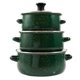 thumbnail image 1 of Olla De Esmalte De 3 Piezas Con Tapa, Resistente, Para Cocinar A Fuego Lento, Para Uso Doméstico O Restaurante, Color Verde, 1 of 5