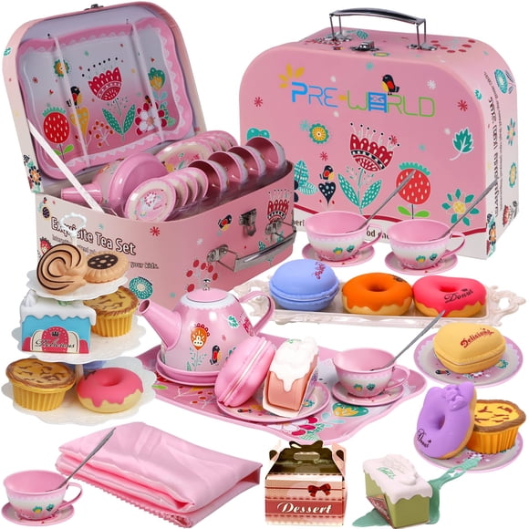 Juego de té de princesa PRE-WORLD para niños, juguete de té para niñas de 3 a 6 años