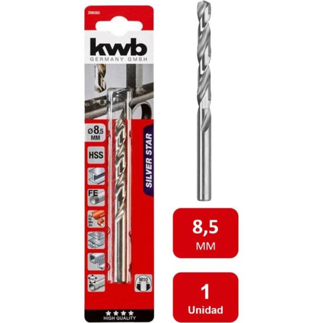 Kwb - Broca Acero Rápido Hss Silver 8.5Mm