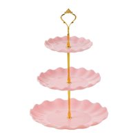 Magideal - Soporte Para Tartas De 3 Niveles, Bandeja Para Servir Cosméticos, Restaurante, Cupcakes, Plato De Exhibición Rosa