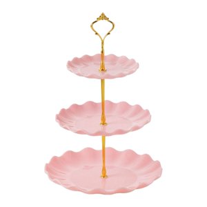 Magideal - Soporte Para Tartas De 3 Niveles, Bandeja Para Servir Cosméticos, Restaurante, Cupcakes, Plato De Exhibición Rosa