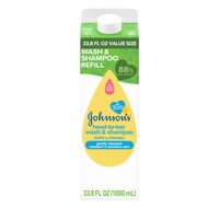 Johnson'S Baby - Jabón Corporal Y Champú Para Bebés Johnson'S Head-To-Toe Refill, 1 Litro