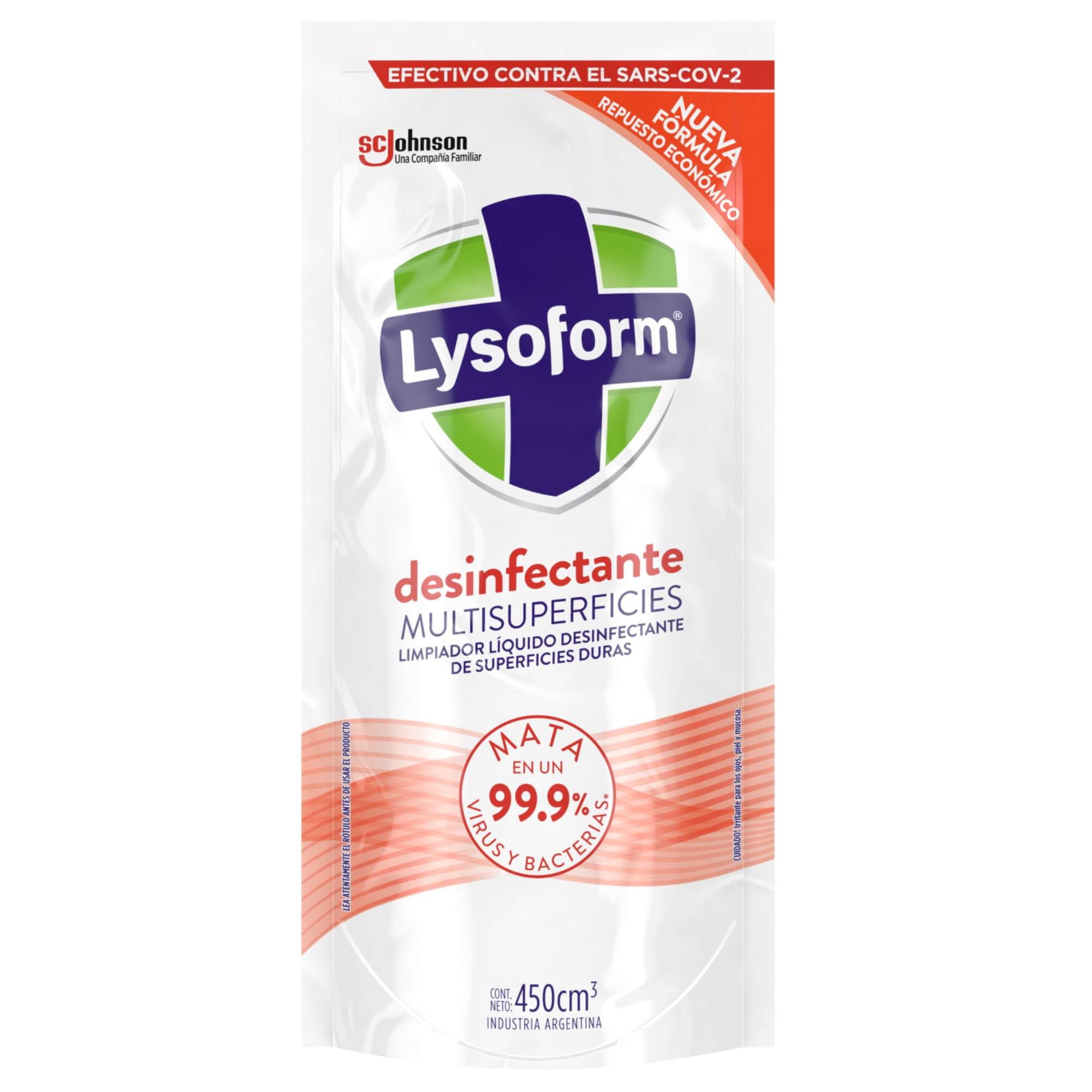 Limpiador Desinfectante Multisuperficies Líquido Doypack 450 ml Lysoform