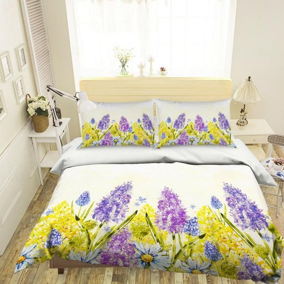 Fun Trip Hippie Style Kids Quilt Duvet Cover Set Kids Soft Bed Linen Queen3-Piece Bedding Set