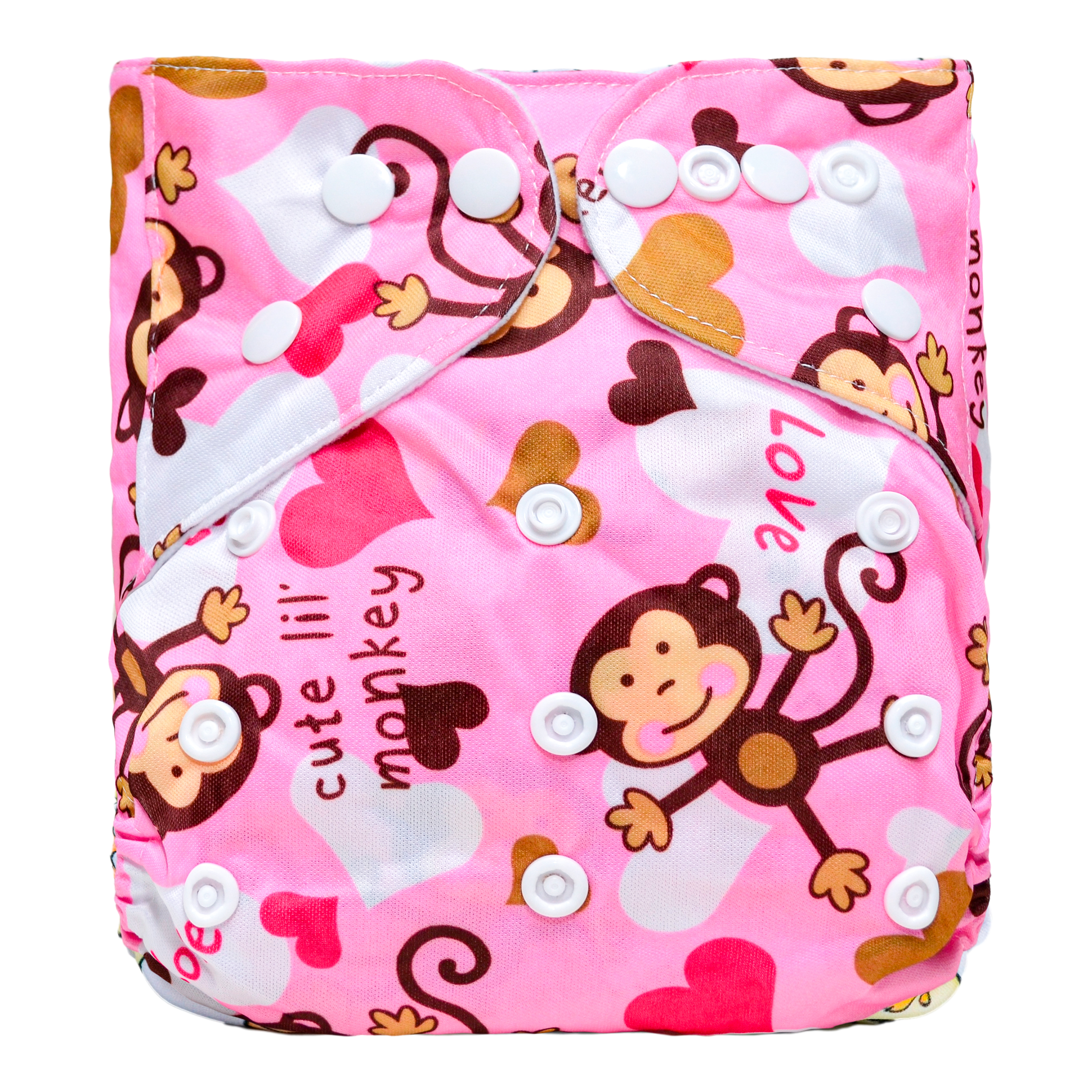 Pequelandia - Pañal De Tela Lavable - Mono Rosa