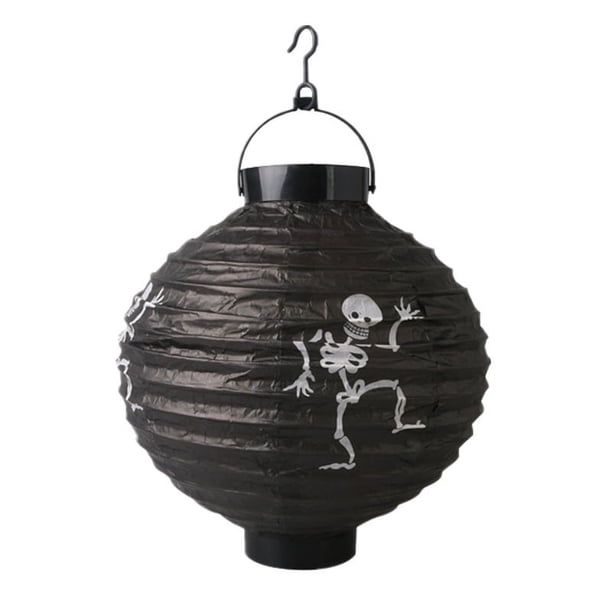 1pc Haunted House LED Lantern - Battery Operated Pumpkin Paper Lantern for Scary Halloween Decorations