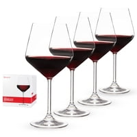 Juego De 4 Copas De Vino Estilo Spiegelau, Color Burdeos, 670 Ml, Cristal