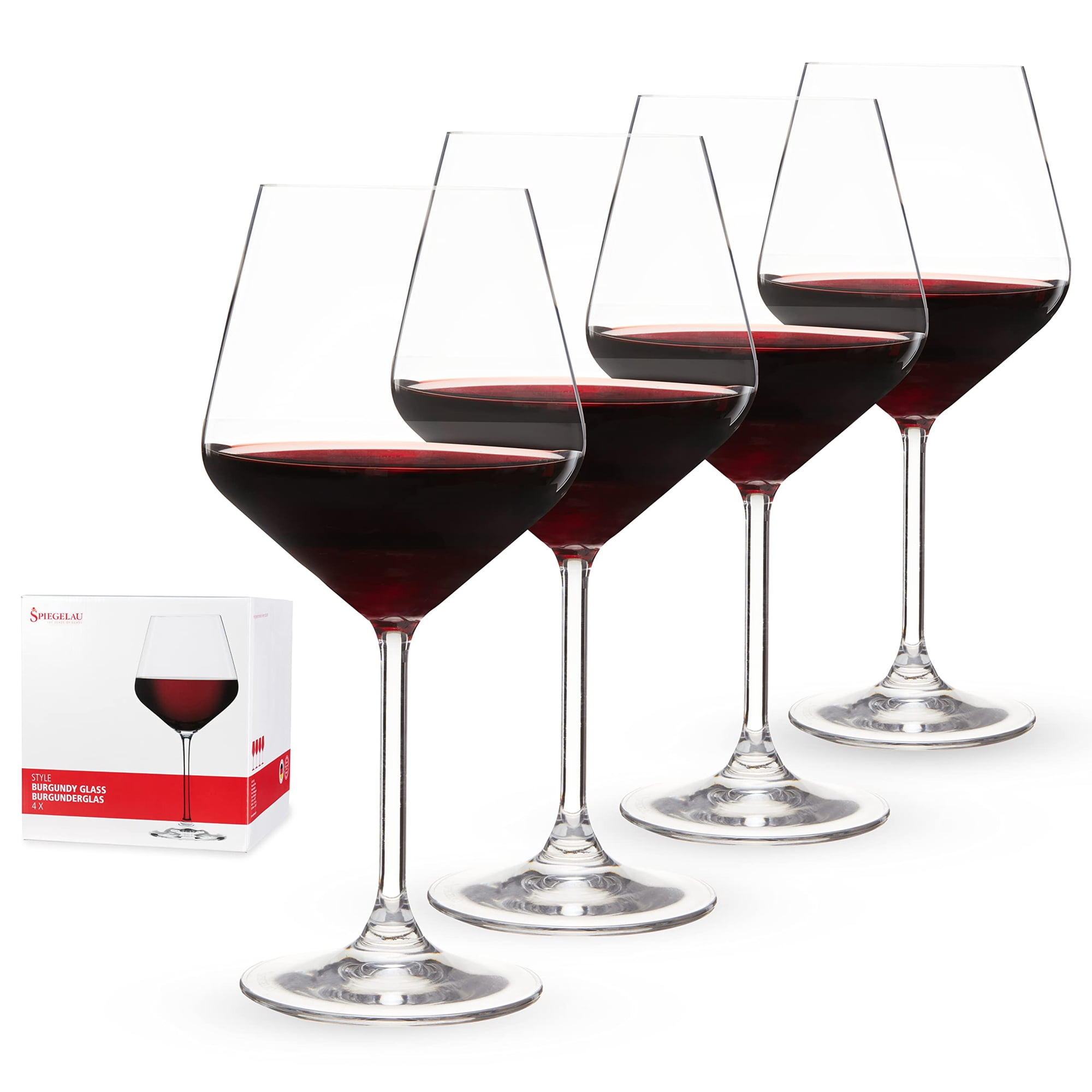 Juego De 4 Copas De Vino Estilo Spiegelau, Color Burdeos, 670 Ml, Cristal