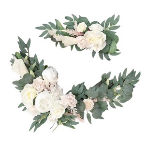 Bothyi - Flor Artificial Swag Hojas Verdes Colgando Para Telón De Fondo Fiesta Boda Coche Blanco