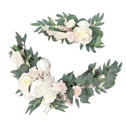 Bothyi - Flor Artificial Swag Hojas Verdes Colgando Para Telón De Fondo Fiesta Boda Coche Blanco