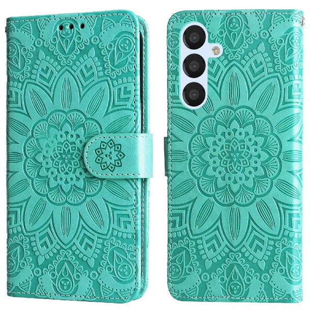 Funda tipo cartera FOXDOCK para Samsung Galaxy A34 5G , diseño girasol en relieve, cuero PU, cierre magnético, soporte y tarjetero