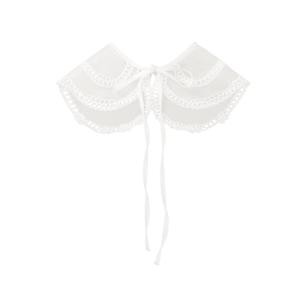 INSPIRE CHIC Cuello Falso Desmontable, Mini Capa de Bordado Semitransparente Cuello Ruff Dickey para Blusa Talla Única Blanco-3
