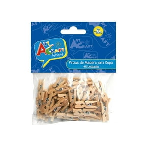Art And Craft - Mini Pinzas, Perros De Madera Natural, 45 Unid 0,9X2,5 Cm Beige