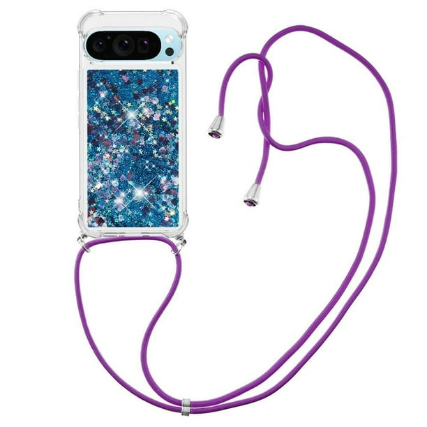 Funda FOXDOCK para Google Pixel 9 Pro con Cuerda Ajustable, Brillo Líquido, Protección Antigolpes y Lente – Ideal para Regalo
