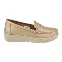 Mocasín New Walk Plataforma Confort Dorado