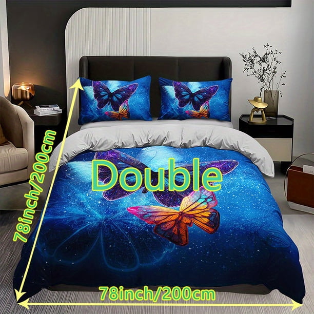 3-Piece Butterfly Print Bedding Set - Soft & Comfortable Duvet Cover for Bedroom & Guest Room