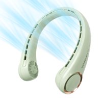 Ventilador De Cuello Jancane Portátil Recargable Por Usb De 3 Velocidades, Color Verde